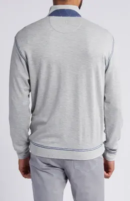 johnnie-O johnnie-O Hanks Heathered Quarter Zip Pullover in Light Gray — Men Summer silver Tops
