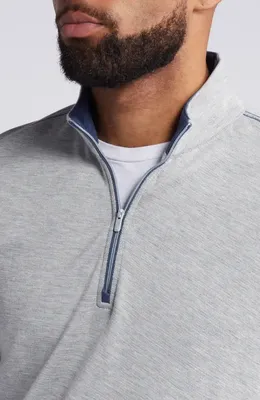 johnnie-O johnnie-O Hanks Heathered Quarter Zip Pullover in Light Gray — Men Summer silver Tops