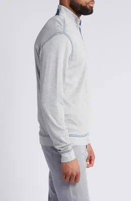johnnie-O johnnie-O Hanks Heathered Quarter Zip Pullover in Light Gray — Men Summer silver Tops
