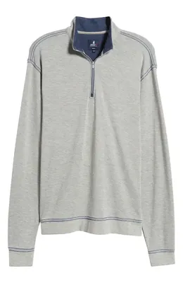 johnnie-O johnnie-O Hanks Heathered Quarter Zip Pullover in Light Gray — Men Summer silver Tops