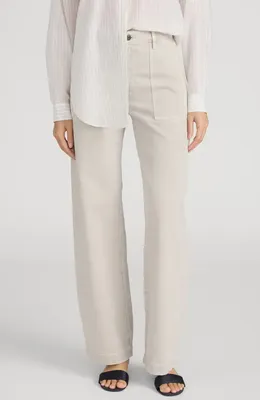 FRAME FRAME The Bow High Waist Wide Leg Utility Jeans in Flax — Women Spring white Pants