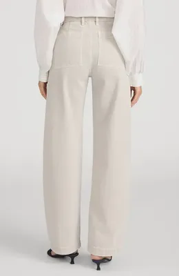 FRAME FRAME The Bow High Waist Wide Leg Utility Jeans in Flax — Women Spring white Pants