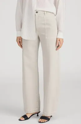 FRAME FRAME The Bow High Waist Wide Leg Utility Jeans in Flax — Women Spring white Pants