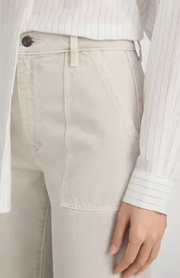 FRAME FRAME The Bow High Waist Wide Leg Utility Jeans in Flax — Women Spring white Pants
