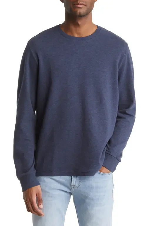 FRAME FRAME Duo Fold Long Sleeve Cotton T-Shirt in Heather Midnight Navy — Men Winter navy Tops