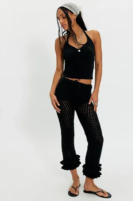 Tach Clothing Tach Neptunia Crochet Capris in Black — Women Winter black