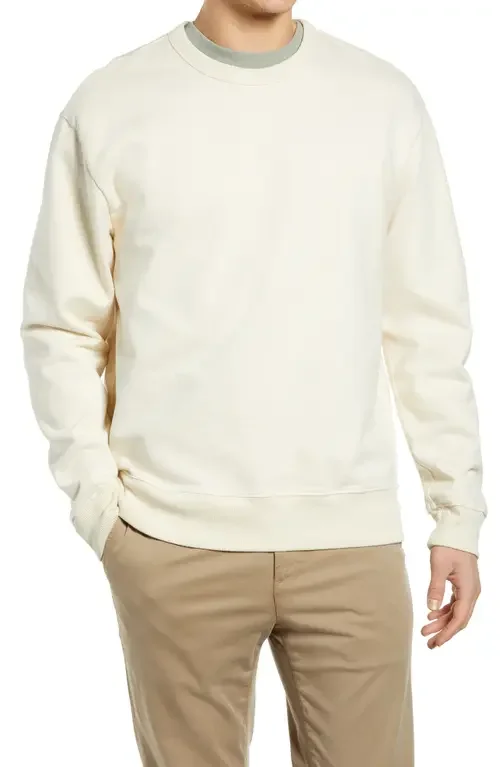 AG AG Arc Sweatshirt in White Cream — Men Spring white Tops