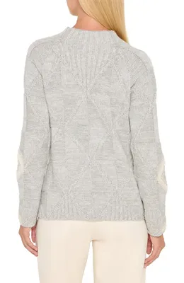 NIC+ZOE NIC+ZOE Dashing Diamonds Sweater in Grey Multi — Women Spring ivory Tops