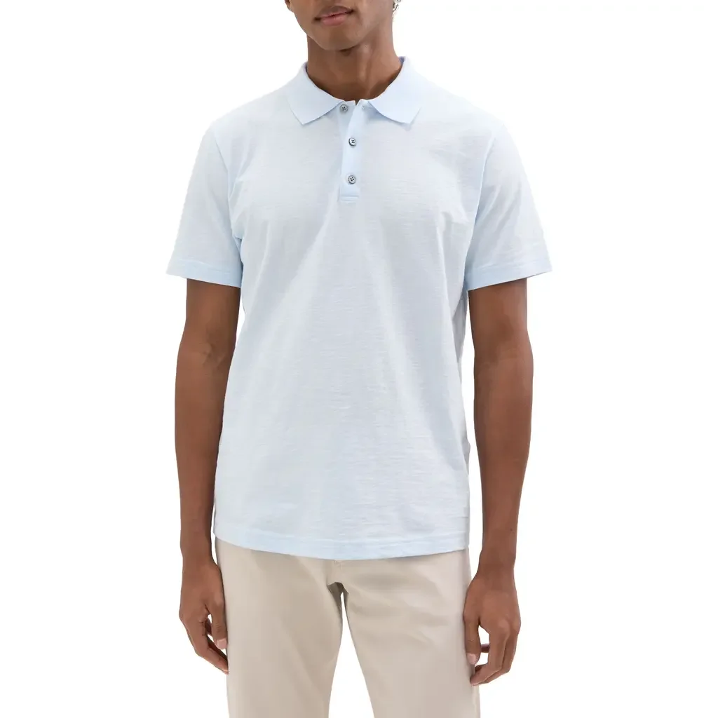 Theory Theory Bron in Cosmos Slub Cotton Polo Shirt in Skylight — Men Winter white Tops