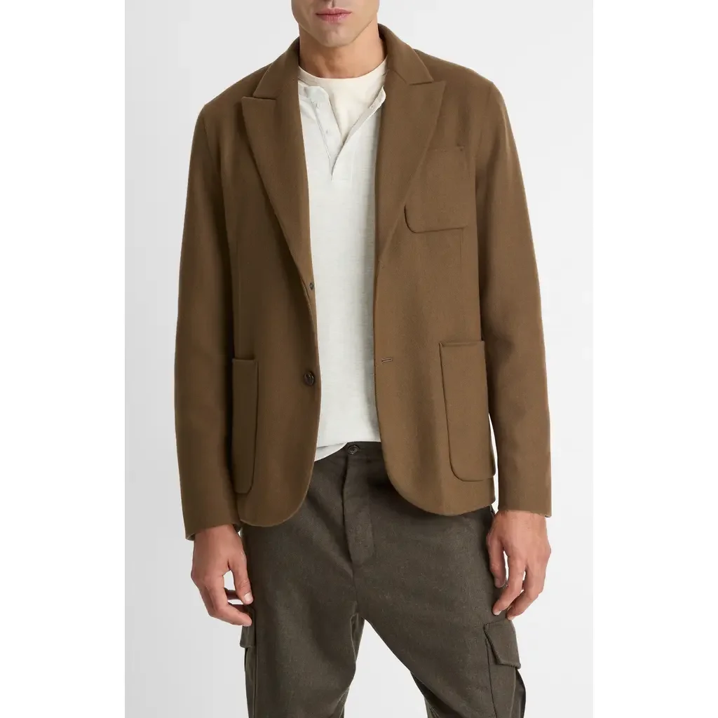 Vince Vince Splittable Wool Blend Sport Coat in Dark Roast — Men Autumn brown Outerwear