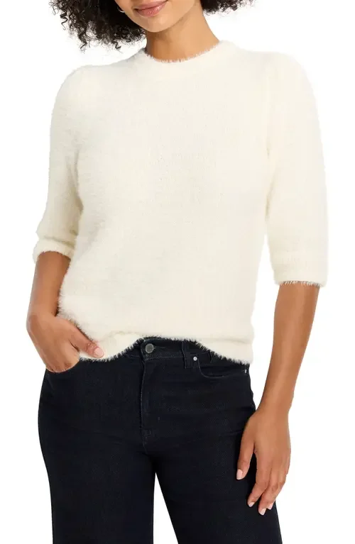 NIC+ZOE NIC+ZOE Cozy Chic Elbow Sleeve Sweater in Classic Cream — Women Spring ivory Tops