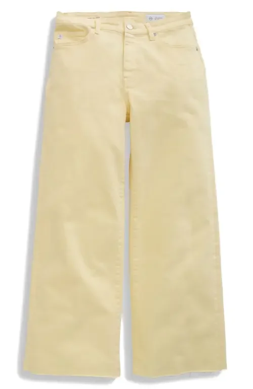 AG AG Saige Raw Hem Ankle Wide Leg Jeans in Sunlight Yellow — Women Spring ivory Pants