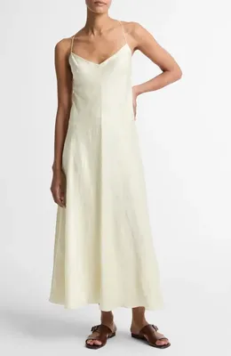 Vince Vince Floral Jacquard Sleeveless Maxi Dress in Sun Ivory — Women Spring white Dresses