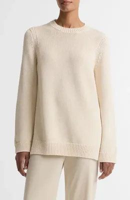 Vince Vince Cotton Blend Tunic Sweater in Bone — Women Spring white Tops
