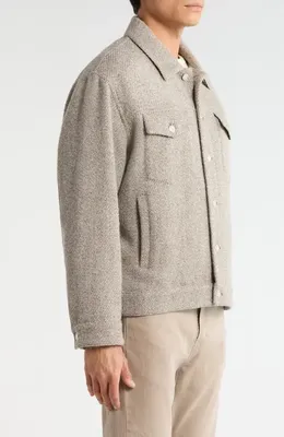 FRAME FRAME Tweed Trucker Jacket in Light Taupe — Men Autumn grey Outerwear