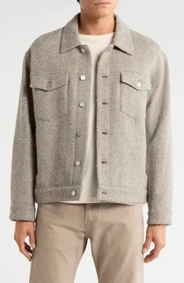 FRAME FRAME Tweed Trucker Jacket in Light Taupe — Men Autumn grey Outerwear