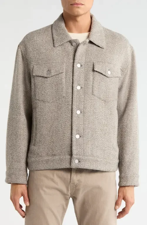 FRAME FRAME Tweed Trucker Jacket in Light Taupe — Men Autumn grey Outerwear
