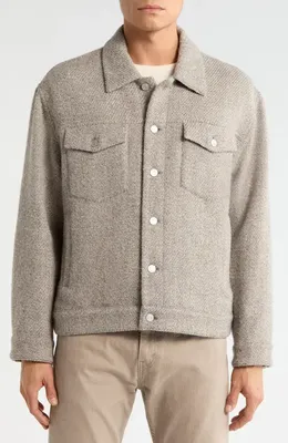 FRAME FRAME Tweed Trucker Jacket in Light Taupe — Men Autumn grey Outerwear