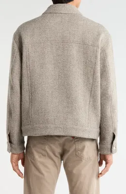 FRAME FRAME Tweed Trucker Jacket in Light Taupe — Men Autumn grey Outerwear