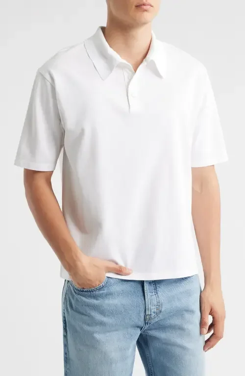 FRAME FRAME Cotton Pique Polo in White — Men Winter white Tops