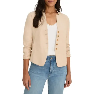NIC+ZOE NIC+ZOE Seams to Be Stretch Linen Jacket in Neutral Mix — Women Autumn tan Outerwear