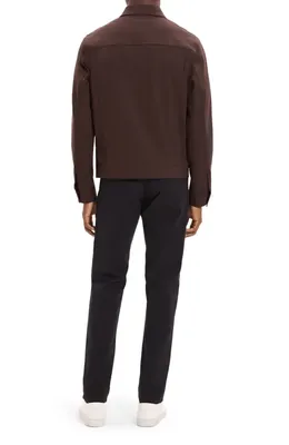Theory Theory River Trucker in Neoteric Twill Jacket in Brownwood - 2H7 — Men Autumn chocolate Outerwear