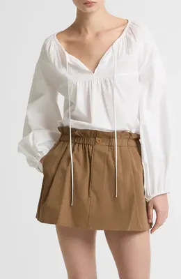 Vince Vince Tie Neck Poplin Top in Optic White — Women Winter white Tops