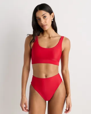 Quince Quince | Women's Italian Tank Bikini Top in Cherry — Women Winter red Swimwear