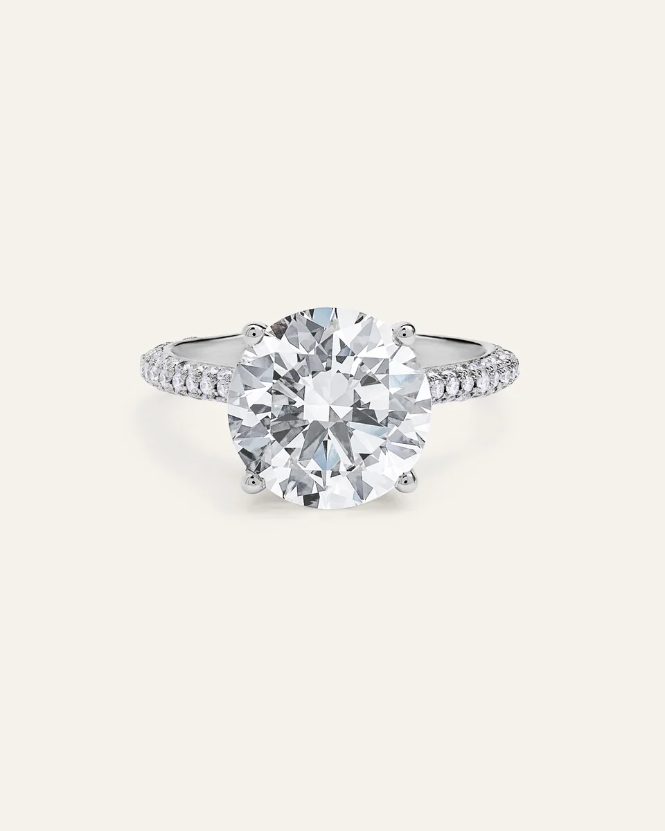Quince Quince | Women's Lab Grown Diamond Round Pave Cathedral Engagement Ring 5ctw in White Gold — Women Summer ivory Accessories