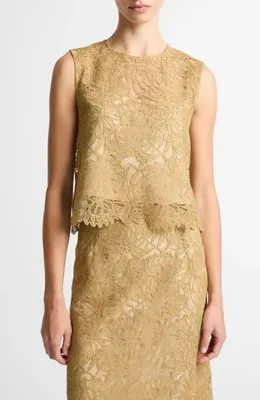 Vince Vince Lace Shell in Soft Gold — Women Spring camel Tops
