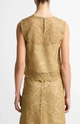 Vince Vince Lace Shell in Soft Gold — Women Spring camel Tops
