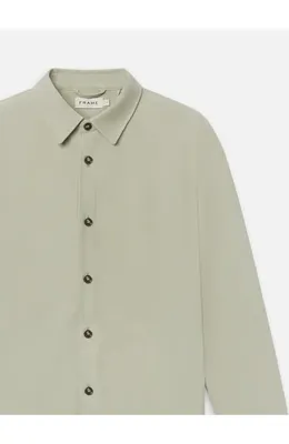 FRAME FRAME Suede Button-Up Shirt in Moss Green — Men Autumn beige Outerwear