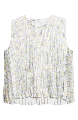 Vince Vince Citrine Bloom Pleated Sleeveless Top in Off White/sun — Women Summer white Tops