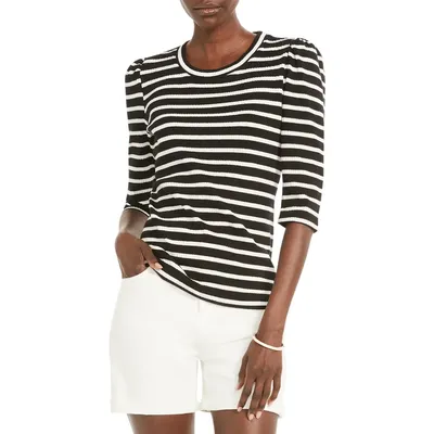 NIC+ZOE NIC+ZOE Late Sunset Puff Shoulder Top in Black Multi — Women Winter black Tops