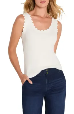 NIC+ZOE NIC+ZOE Scallop Sweater Tank in Classic Cream — Women Spring white Tops
