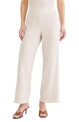 NIC+ZOE NIC+ZOE Pinstripe Cotton Blend Gauze Wide Leg Pants in Neutral Multi — Women Spring white Pants