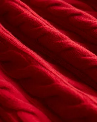 Quince Quince | Women's Mongolian Cashmere Shrunken Cable Crewneck Sweater in Varsity Red — Women Winter red Sweaters & Knits