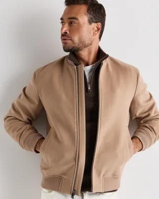 Quince Quince | Men's 100% Mongolian Cashmere Bomber Jacket in Camel in Camel — Men Autumn Outerwear