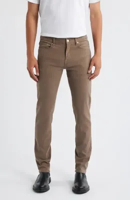 FRAME FRAME L'Homme Slim Fit Five-Pocket Twill Pants in Latte Brown — Men Autumn grey Pants