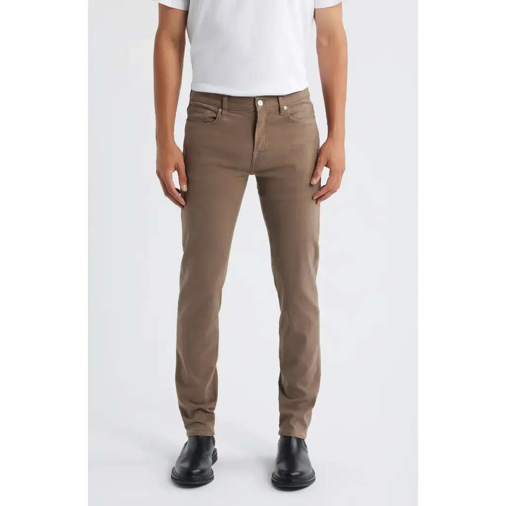 FRAME FRAME L'Homme Slim Fit Five-Pocket Twill Pants in Latte Brown — Men Autumn grey Pants