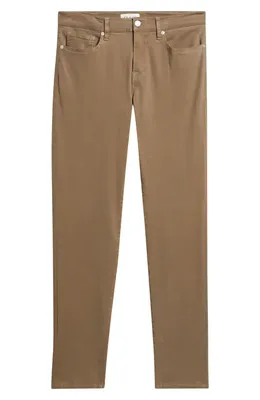 FRAME FRAME L'Homme Slim Fit Five-Pocket Twill Pants in Latte Brown — Men Autumn grey Pants