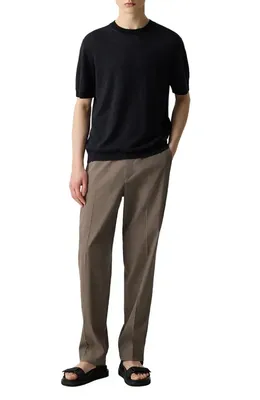 Theory Theory Linen & Silk Crewneck Tee in Black — Men Winter black T-Shirts & Tees