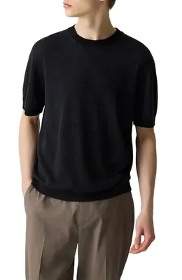 Theory Theory Linen & Silk Crewneck Tee in Black — Men Winter black T-Shirts & Tees