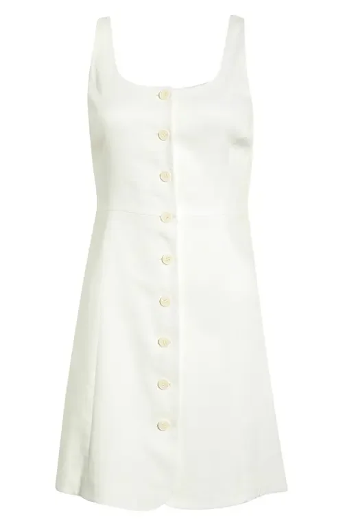 Theory Theory Sculpted Linen Minidress in Ivory — Women Winter white Dresses