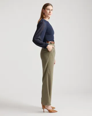 Quince Quince | Women's Chiffon Cropped Smocked Blouse in Navy — Women Winter navy Blouses