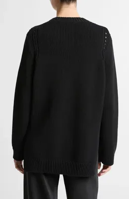 Vince Vince Cotton Blend Tunic Sweater in Black — Women Winter black Tops