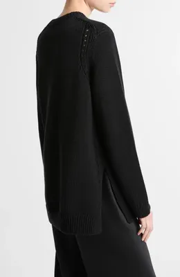 Vince Vince Cotton Blend Tunic Sweater in Black — Women Winter black Tops