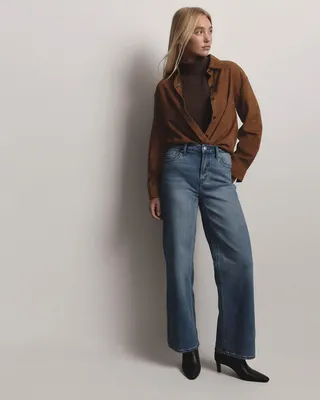 Quince Quince | Women's 100% Suede Overshirt in Dark Chestnut — Women Autumn brown Outerwear