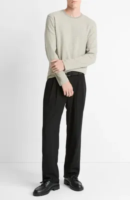 Vince Vince Striped Double Knit T-Shirt in Meadowlark/Sycamore — Men Autumn khaki Tops