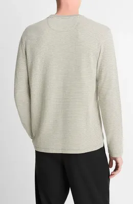 Vince Vince Striped Double Knit T-Shirt in Meadowlark/Sycamore — Men Autumn khaki Tops